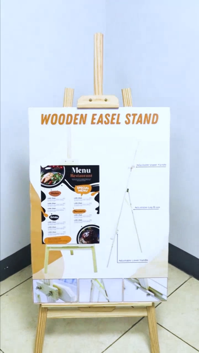 An easel stand is a sturdy, freestanding display for signs, artwork, or presentations, perfect for events, retail, and exhibitions.