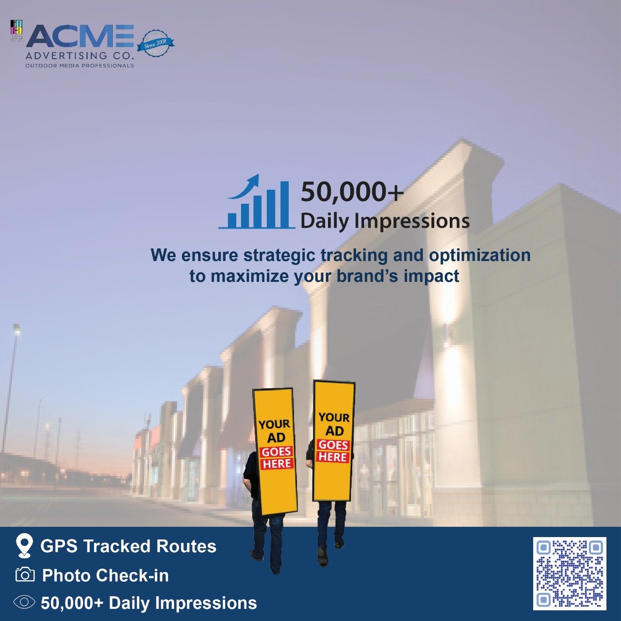 "Look Walker Advertising by ACME Advertising Co. - Engaging, high-visibility mobile ads for maximum brand exposure in high-footfall areas. Ideal for promotions, events, and retail campaigns."