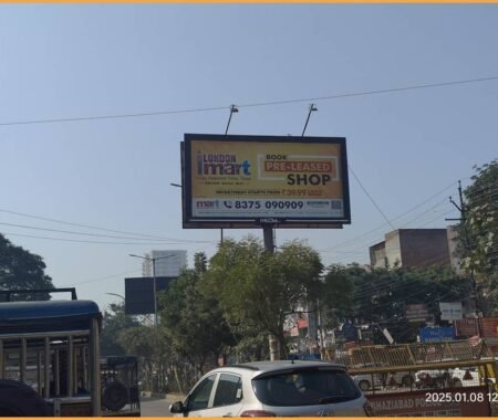 Hoarding advertising companies in Ghaziabad specialize in placing large-format hoardings in high-visibility areas like Indirapuram, Raj Nagar, Vaishali, and NH-24.