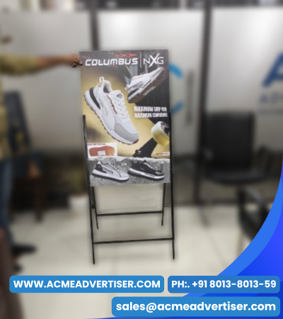 Slider stand advertising display with changeable sunboard for branding