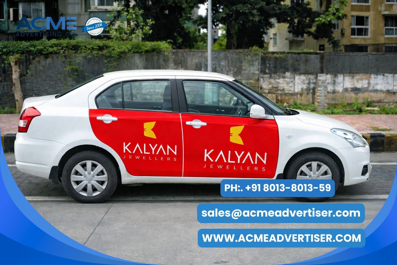 Cab Advertising with bold door branding promoting a jewelry brand on an urban taxi