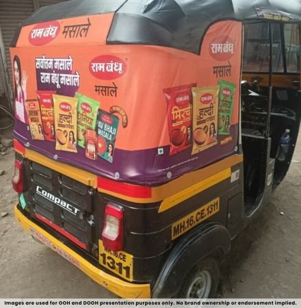 Auto hood branding advertisement for FMCG product on city roads