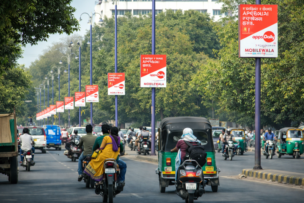 Pole kiosk advertising in Delhi by ACME Advertising