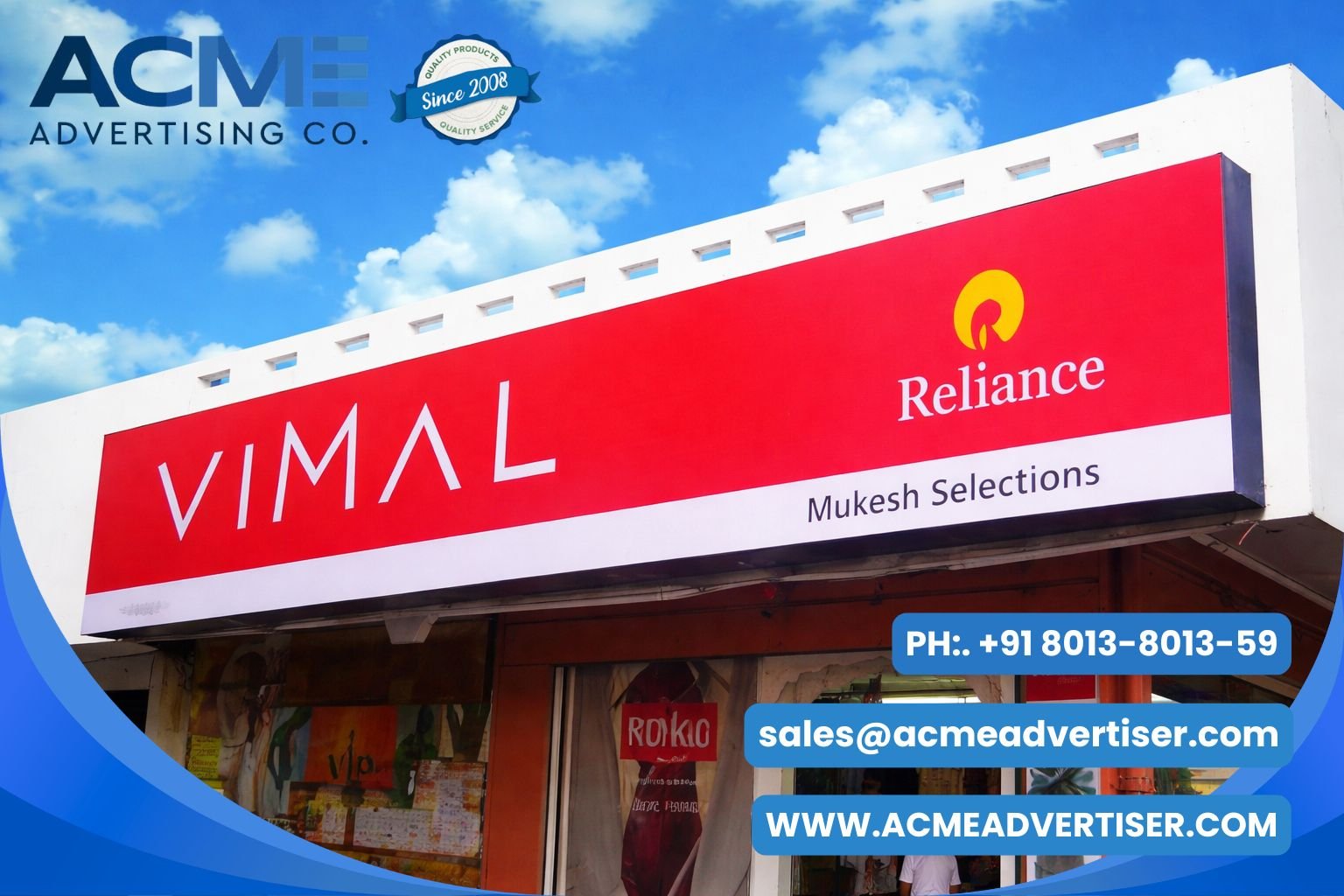 led glow sign board fashion retail signage acme