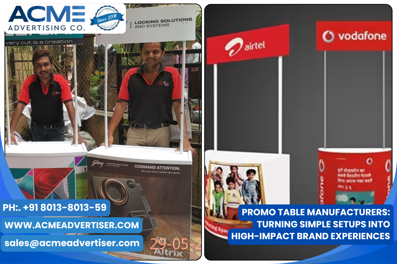 Promo Table Manufacturers Branding Company in India – ACME Advertising Co.